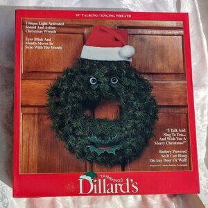 Dillard's 18" Talking Singing Christmas Holiday Wreath NEW Rare Vintage